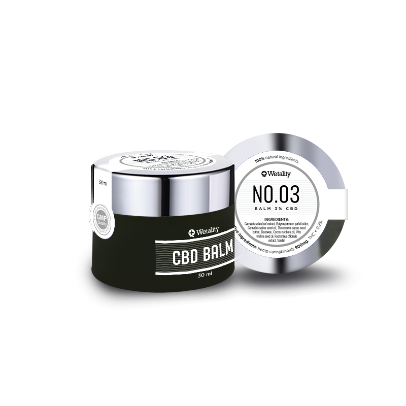 NO.03 – 3% CBD Balm - 3% CBD, with natural ingredients like shea butter, cannabis oil, and beeswax for skin nourishment and protection.
