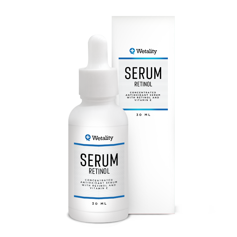 Serum Retinol - 30 ml bottle with CBD, Vitamin E, and Retinol for anti-aging, collagen boosting, and smoother skin texture.